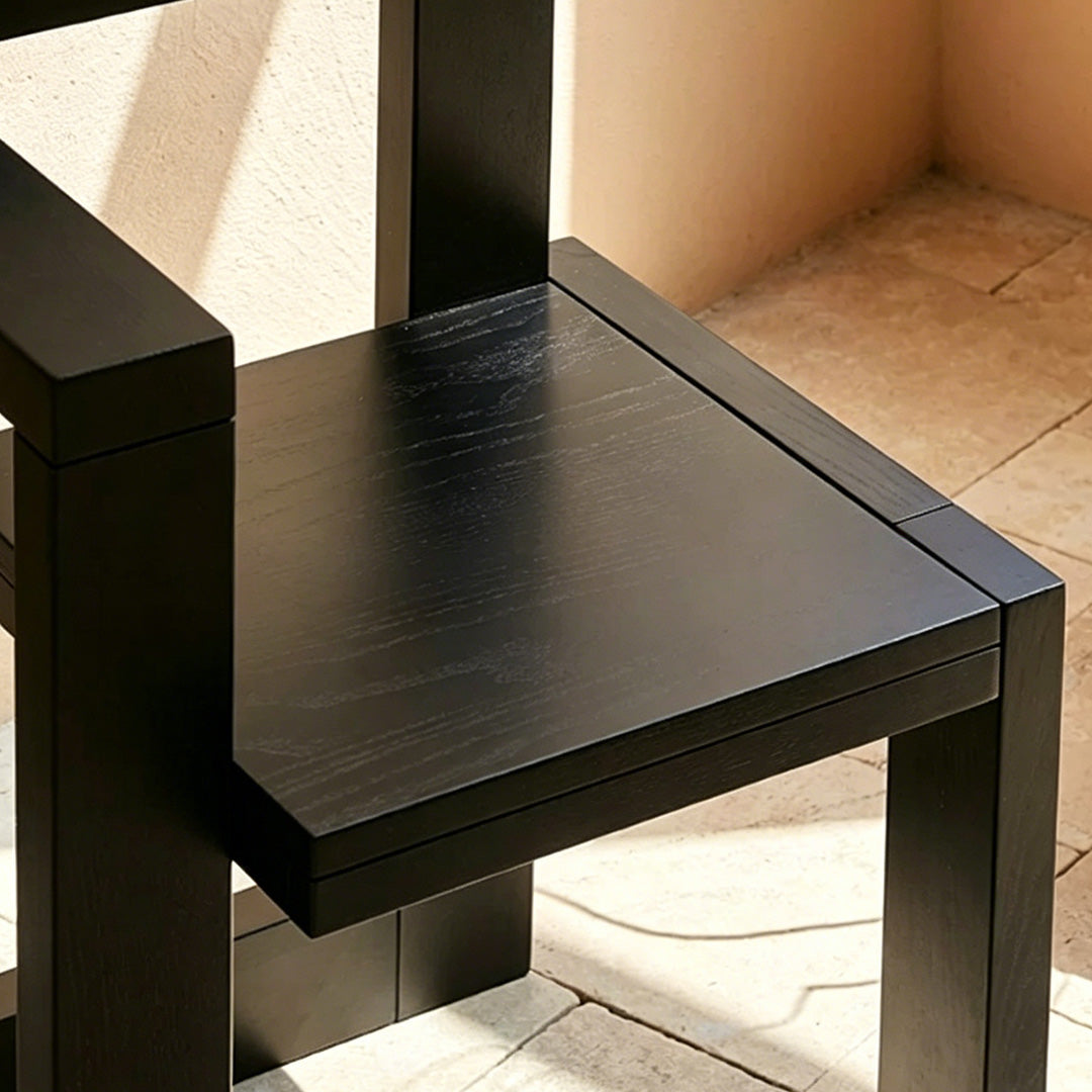 Brock Black Oak Geometric Armchair