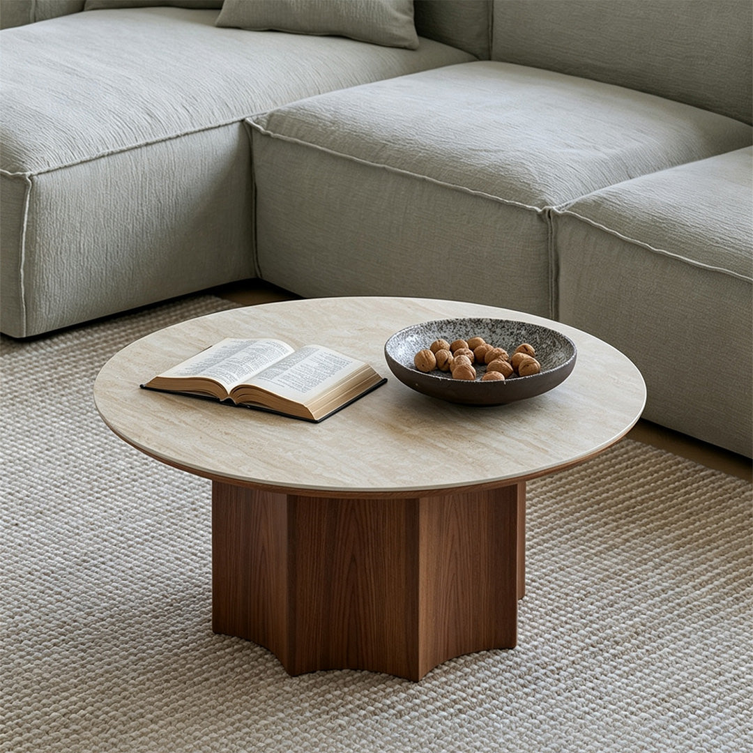 Steven Beige Marble-effect Round Coffee Tables Set