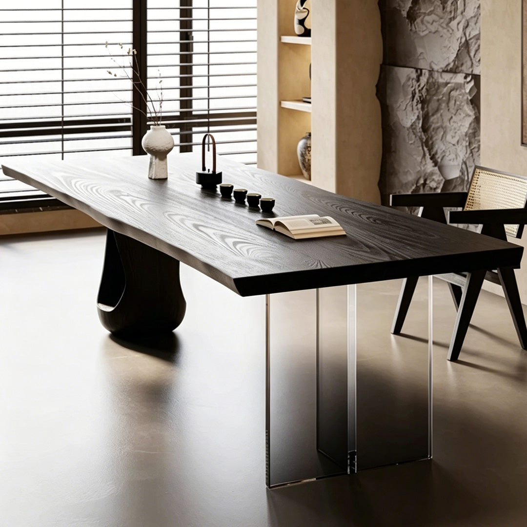 Bram Black Solid Wood Dining Table
