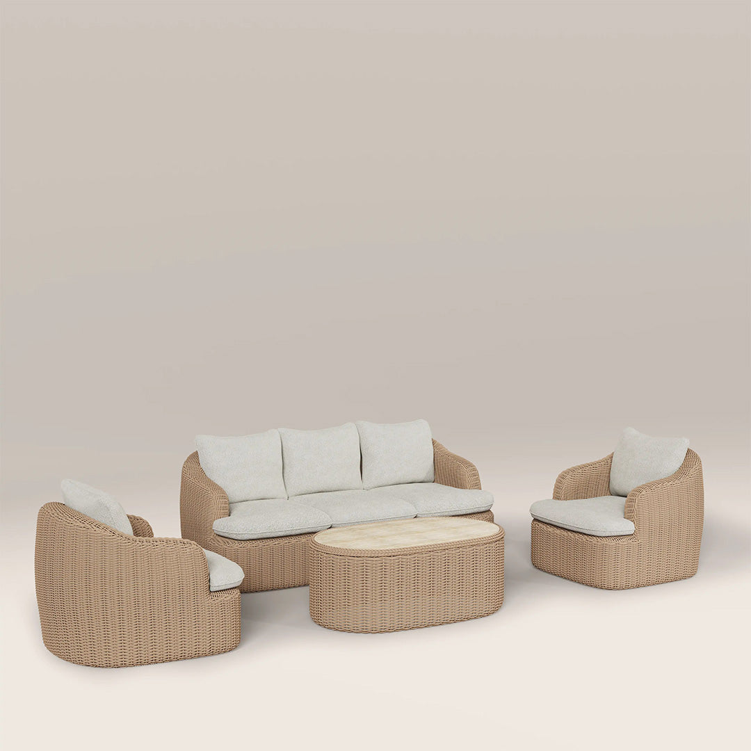 Noah Natural Wicker Outdoor Seating Set