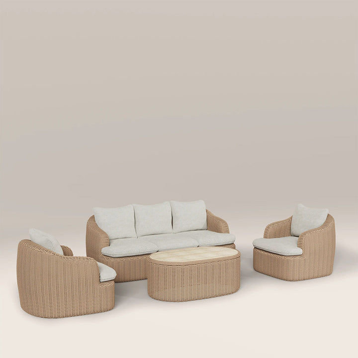 Noah Natural Wicker Outdoor Seating Set