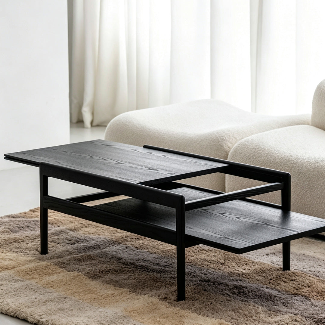 Farley Extendable Coffee Table In Black Wood