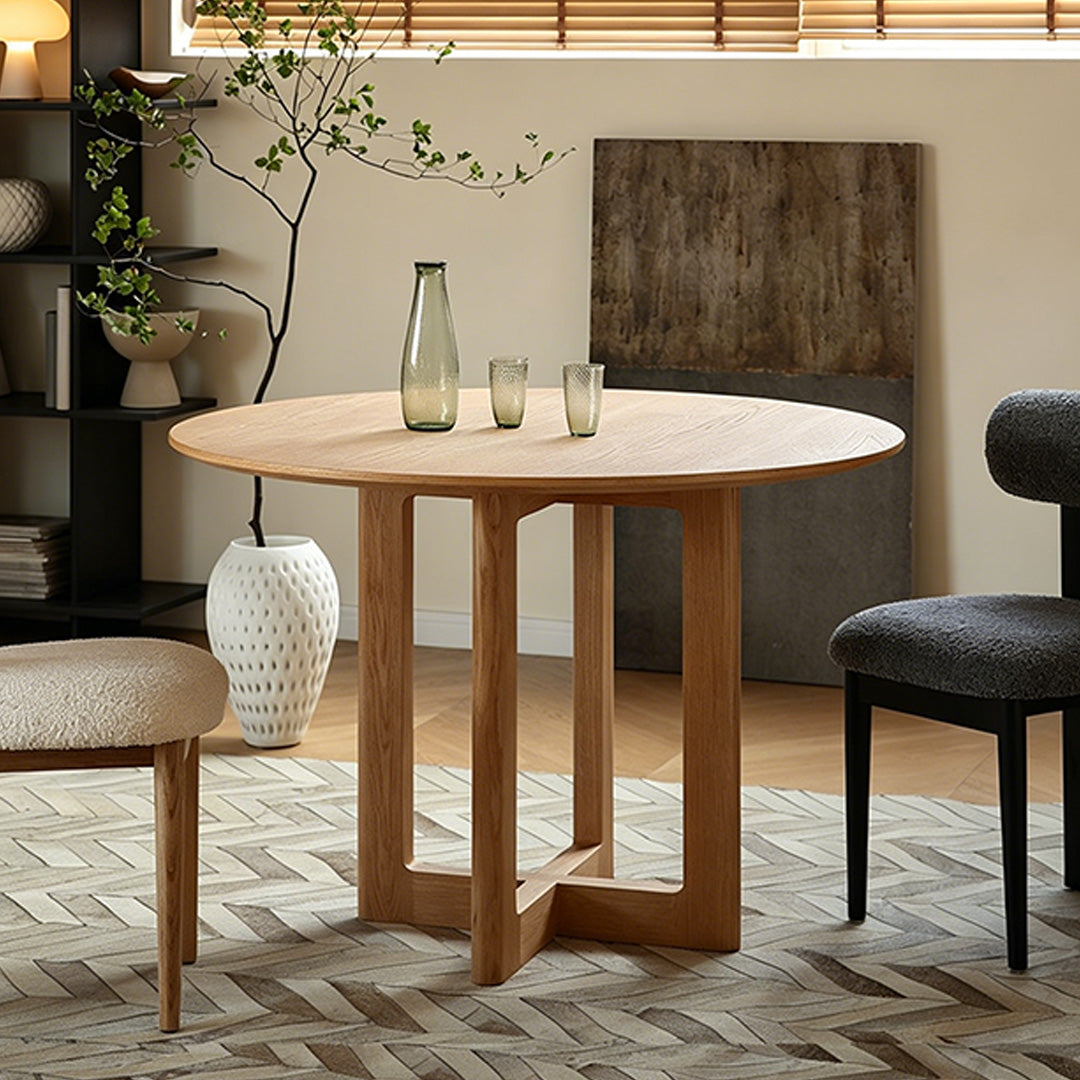 Miles Natural Oak Round Dining Table