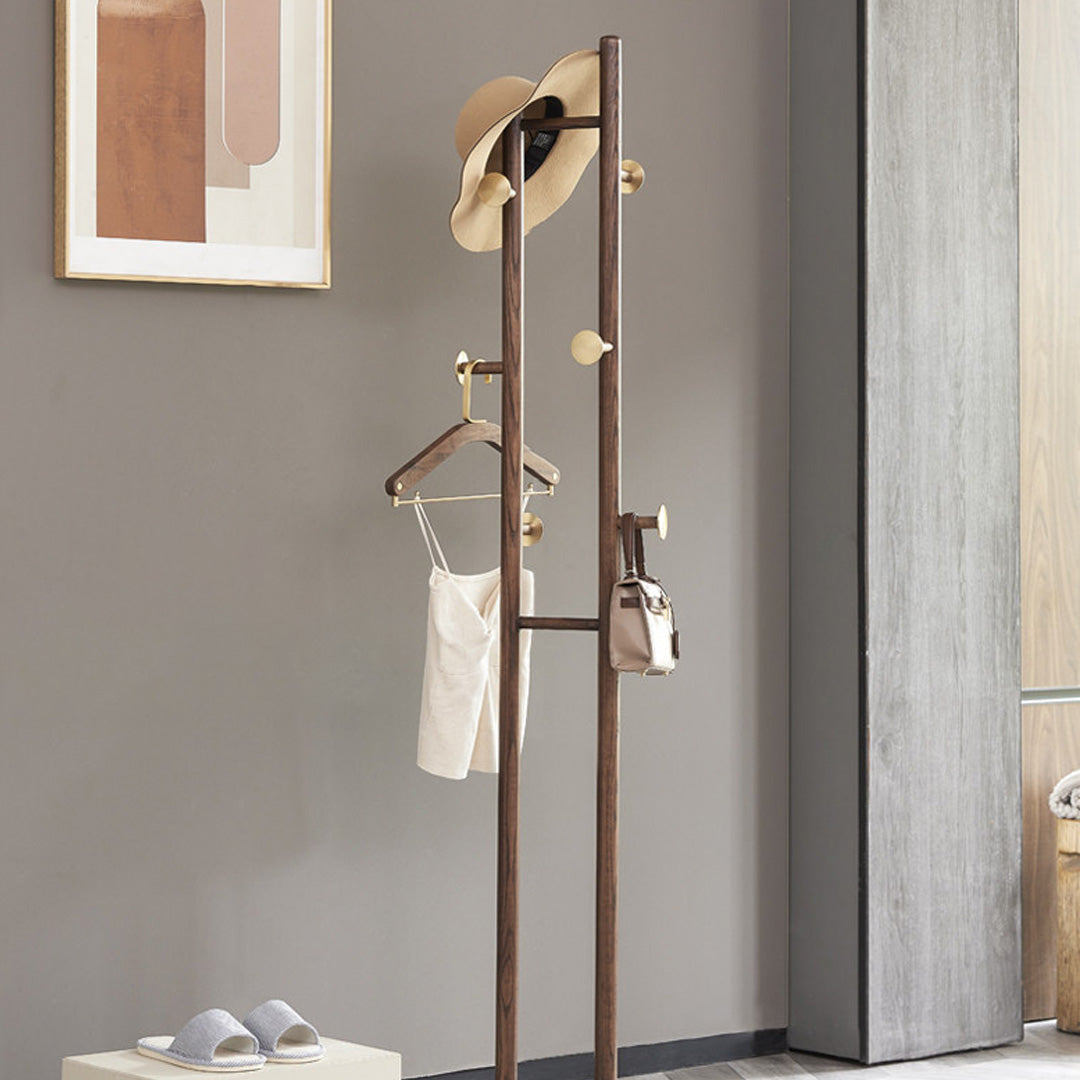 Hawthorne Walnut And Brass Coat Stand