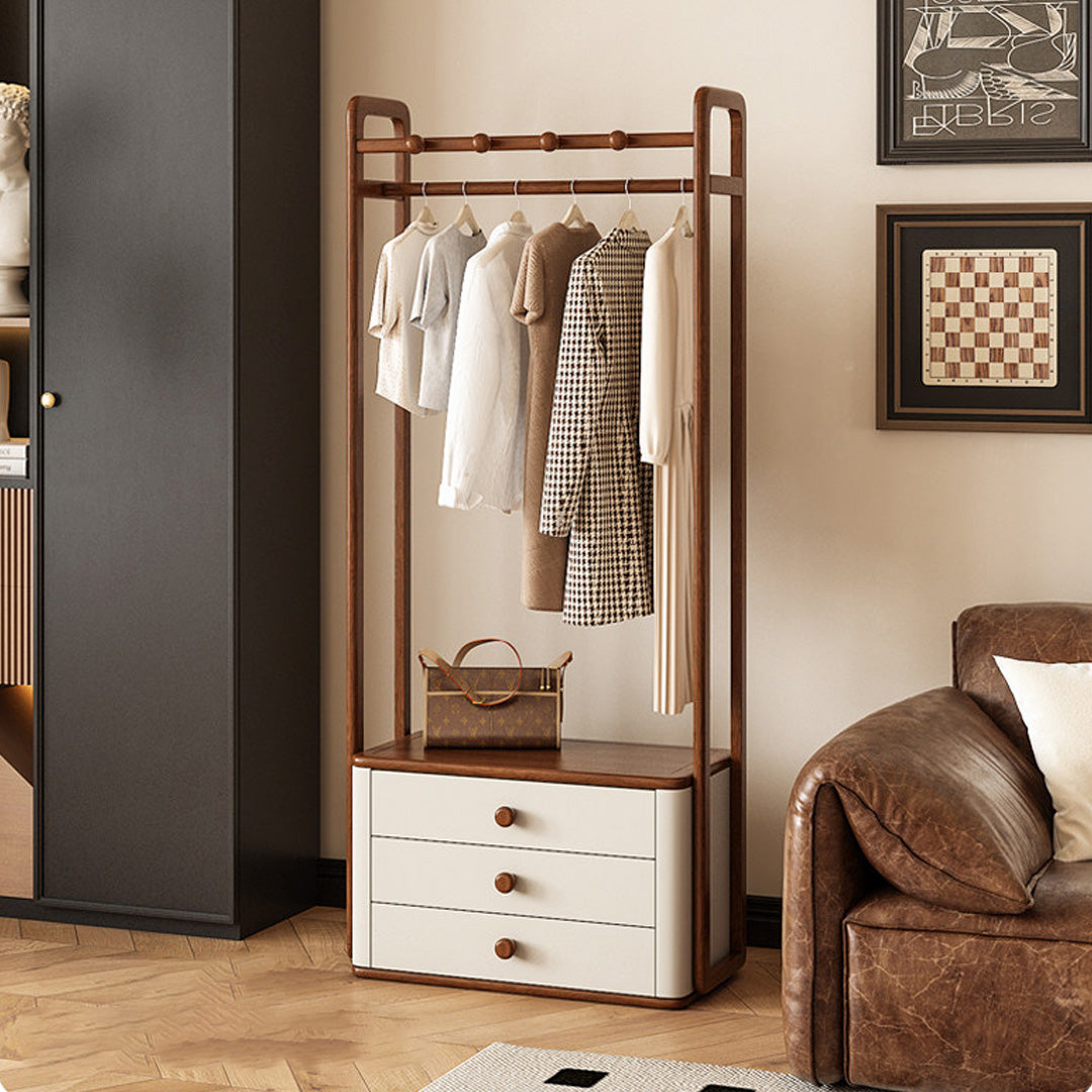 Sigurd Walnut And Cream Freestanding Garment Rack