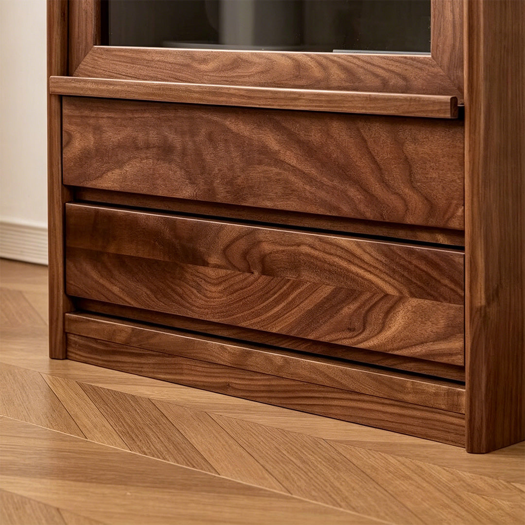Hugo Walnut Glass-front Side Cabinet