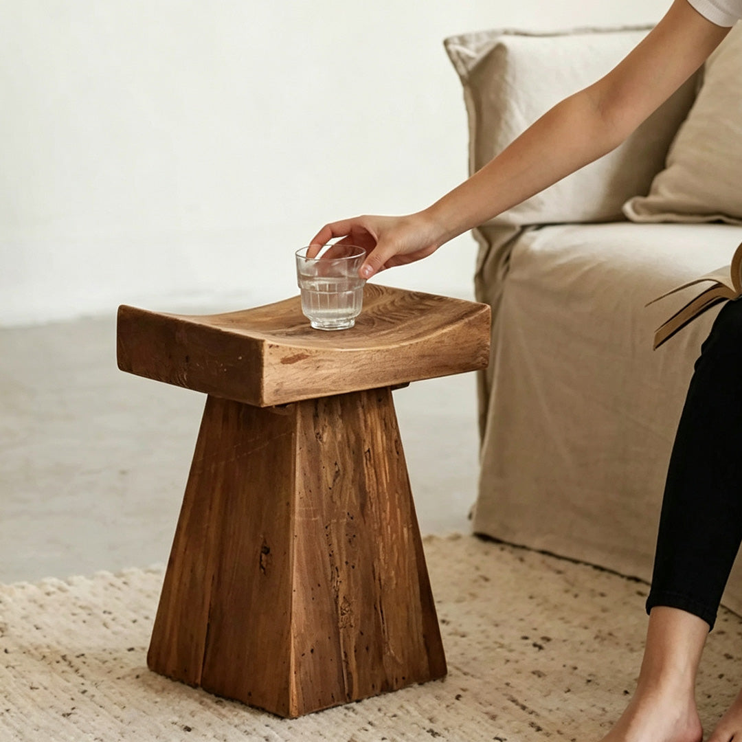 Gilbert Natural Wood Sculpted Side Table