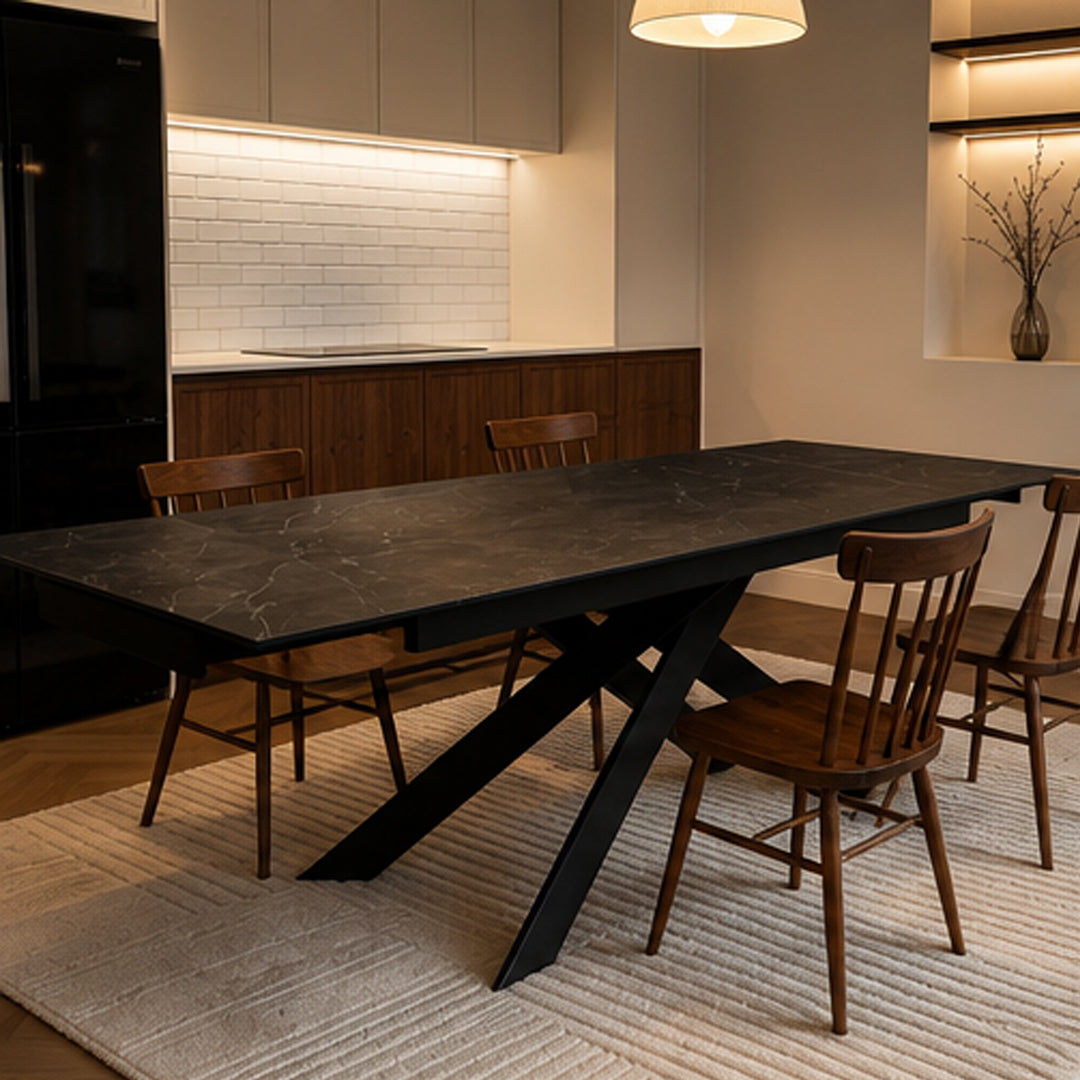 Avalon Black Marble-effect Dining Table
