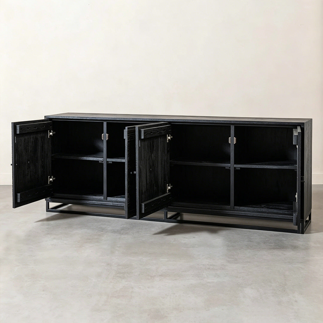 Marcus Black Carved Wood Sideboard