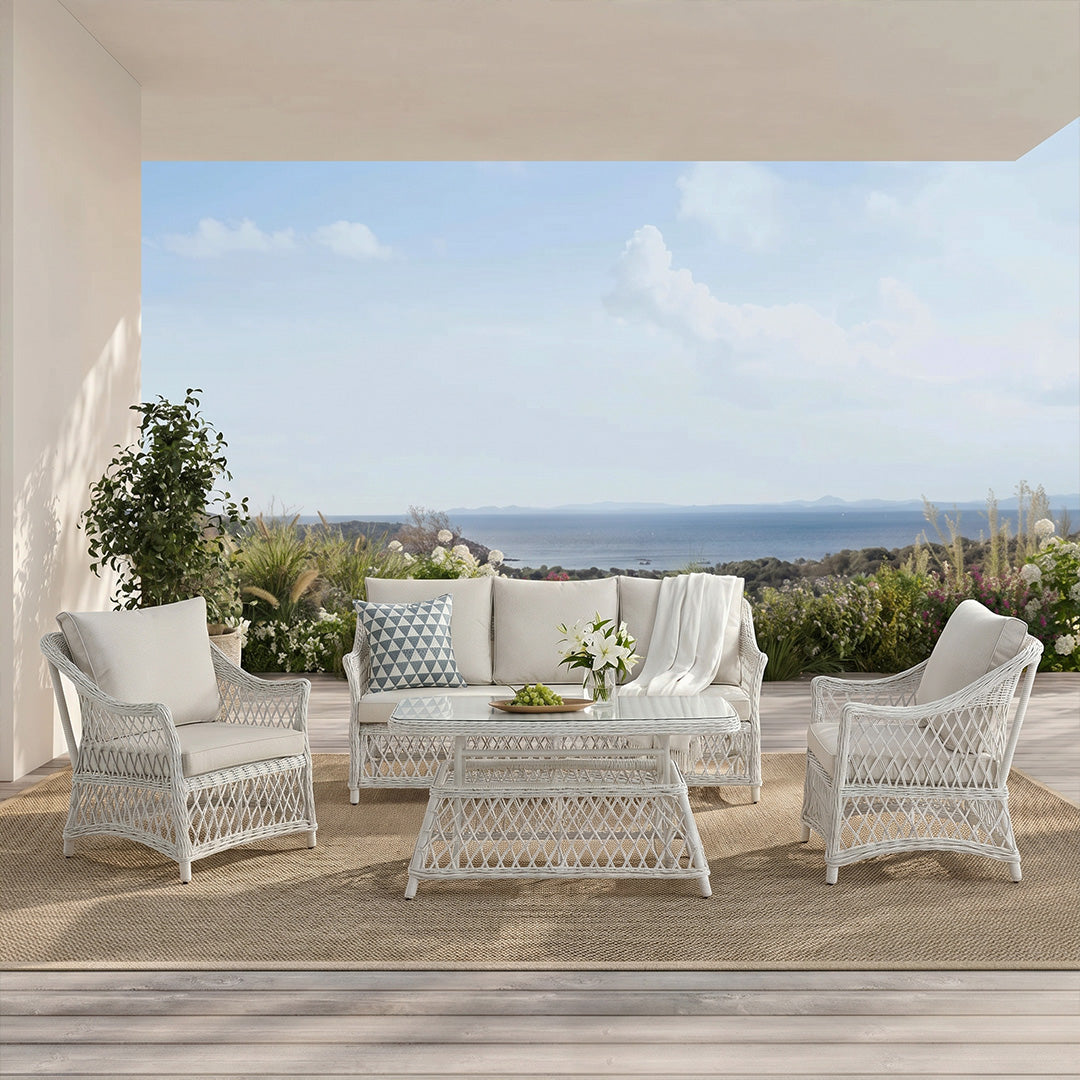 Samuel Natural Rattan Outdoor Sofa Set