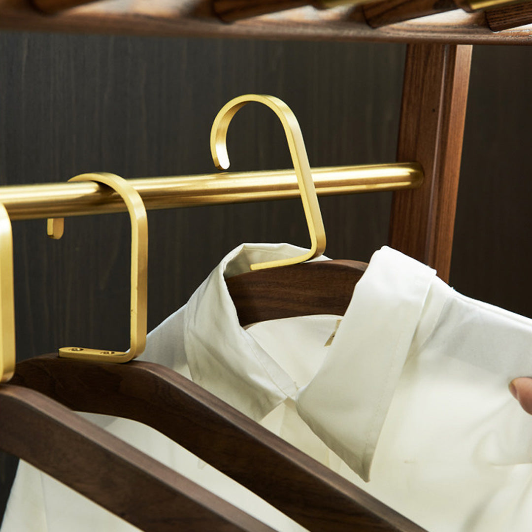 Quentin Walnut And Brass Finish Standing Coat Rack