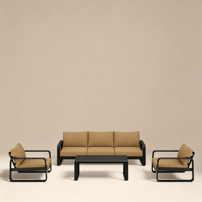 Lenton Tan Cushioned Outdoor Lounge Set