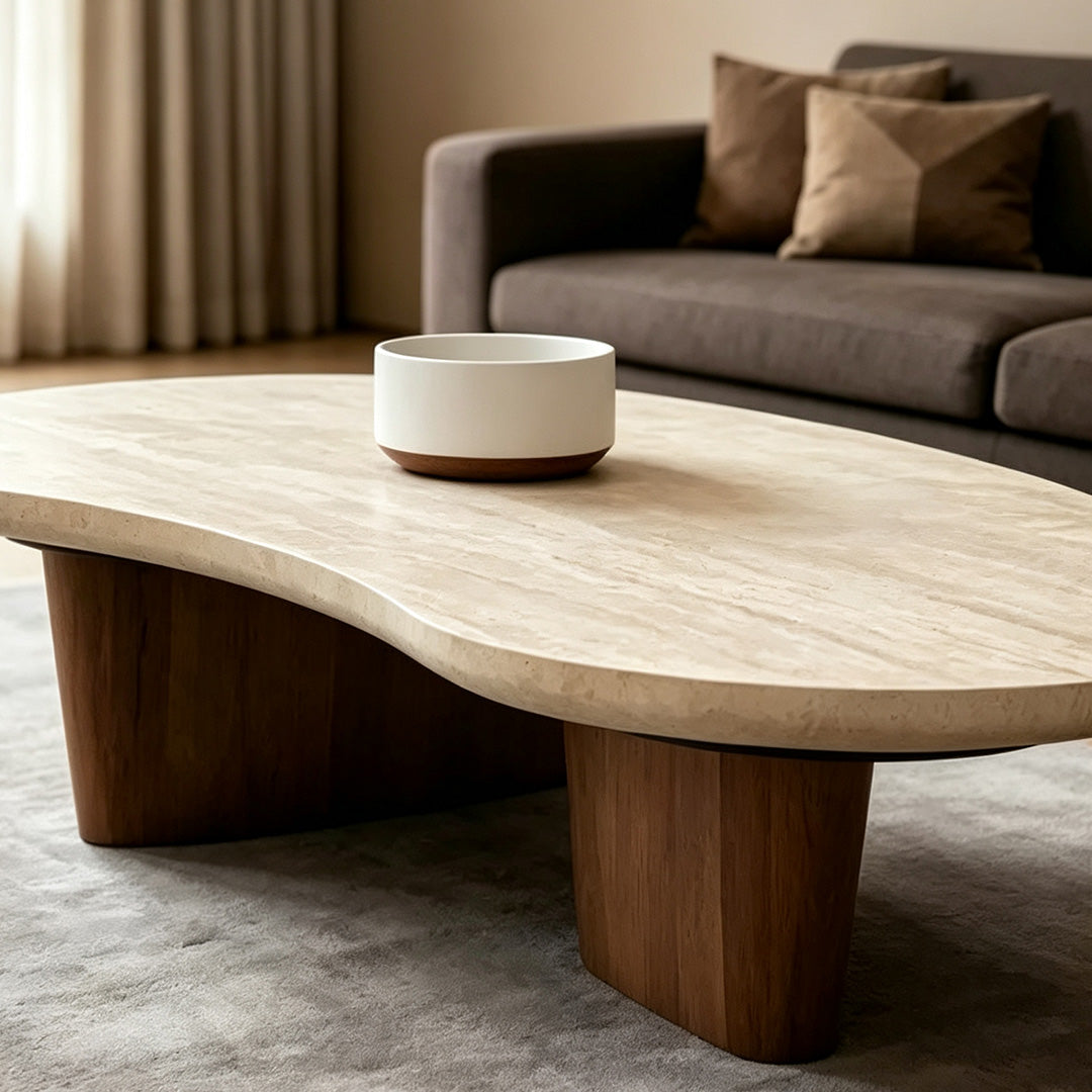 Heath Marble-top Oval Coffee Table In Wood Or Black Legs