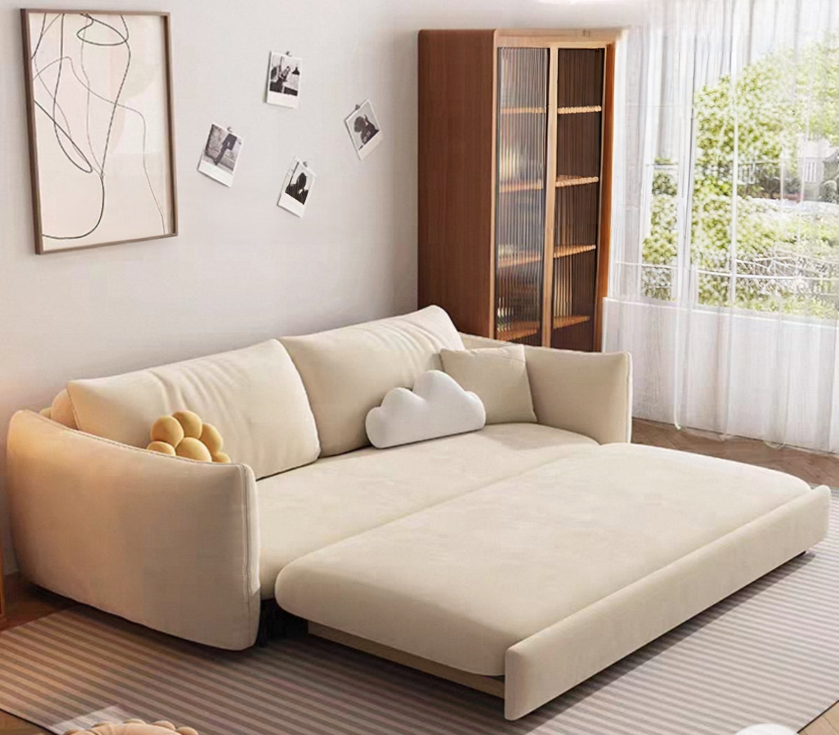 Modern Cream Style Multi-functional Foldable Sofa Bed