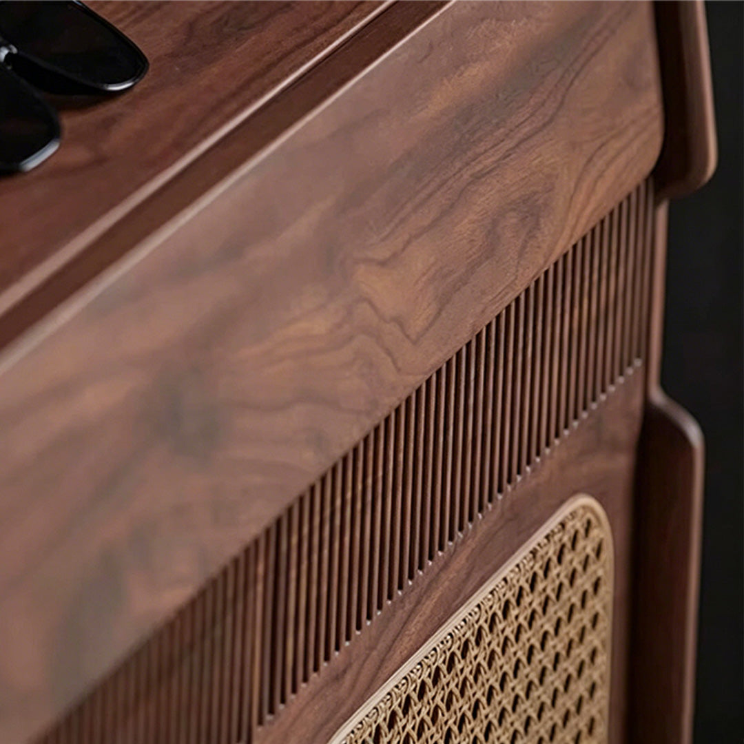 Sebastian Natural Rattan & Walnut Shoe Cabinet