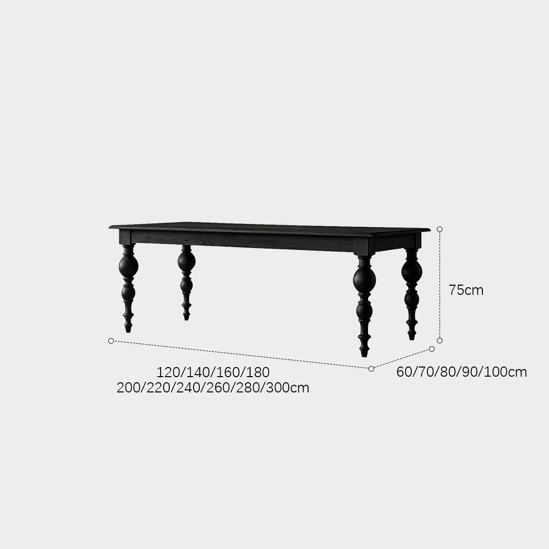 Dane Matte Black Turned Leg Dining Table