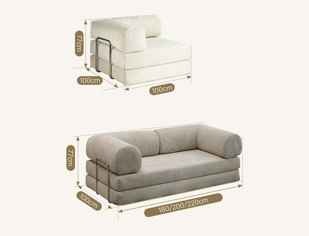 Bacardi Foldable Lazy Sofa Bed For Lounging, Corduroy
