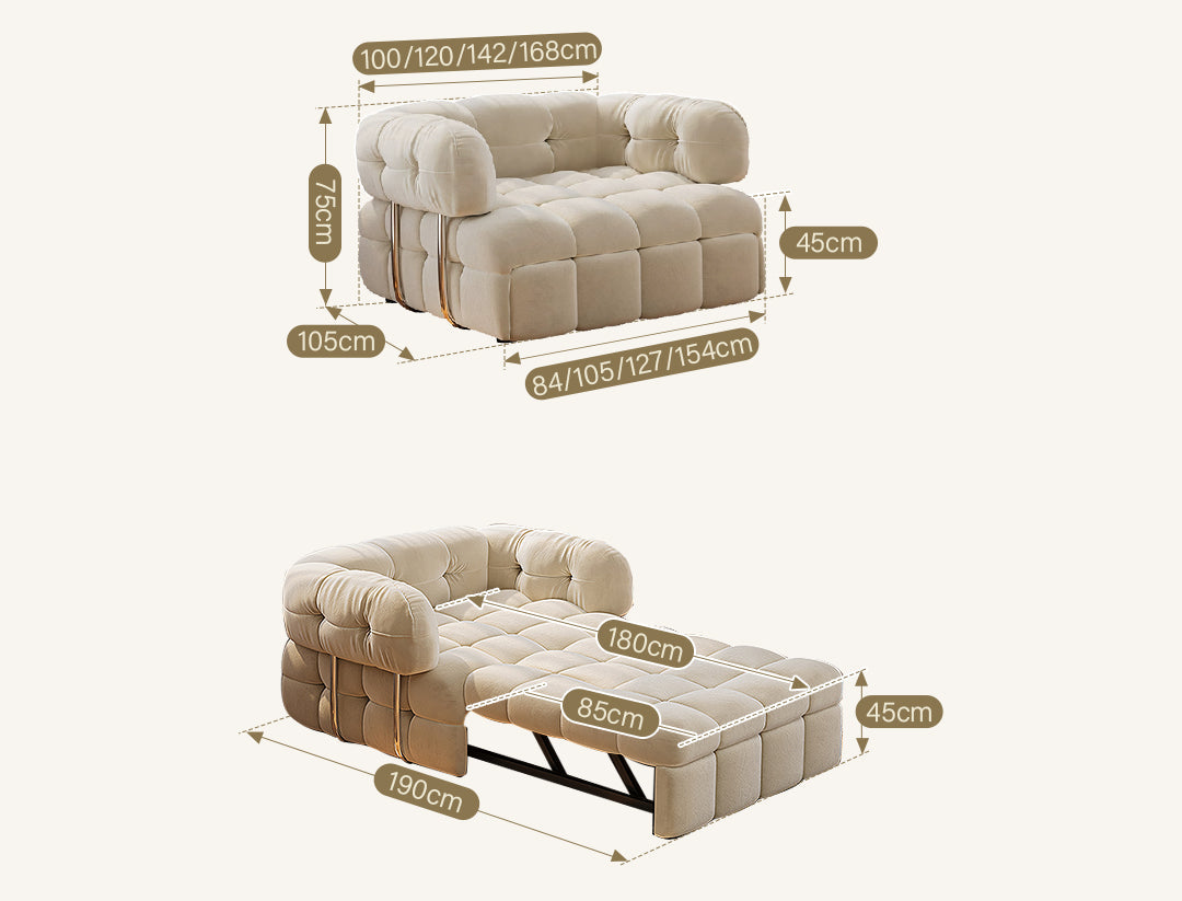 Rojas Single Sofa Bed, Armchair Sofa Bed, Cream, 100CM (Clearance)