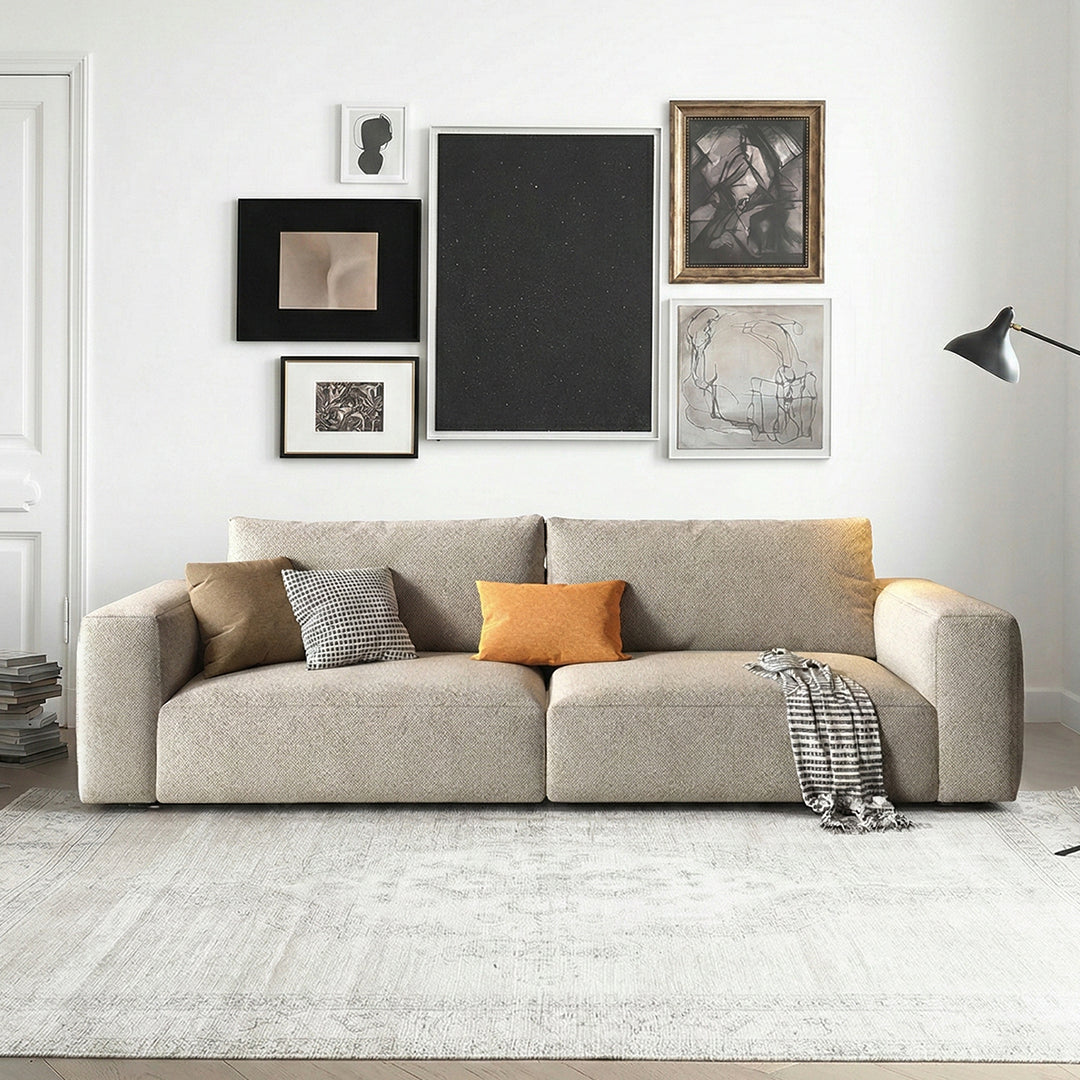 Lionel Two Seater Sofa, Linen/180cm/Grey (Clearance)