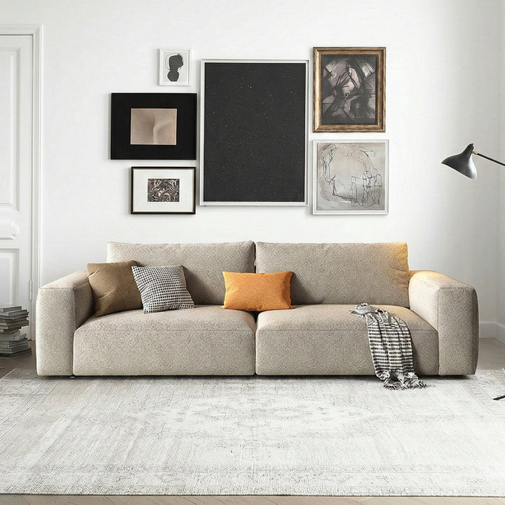 Lionel Two Seater Sofa, Linen/180cm/Grey (Clearance)