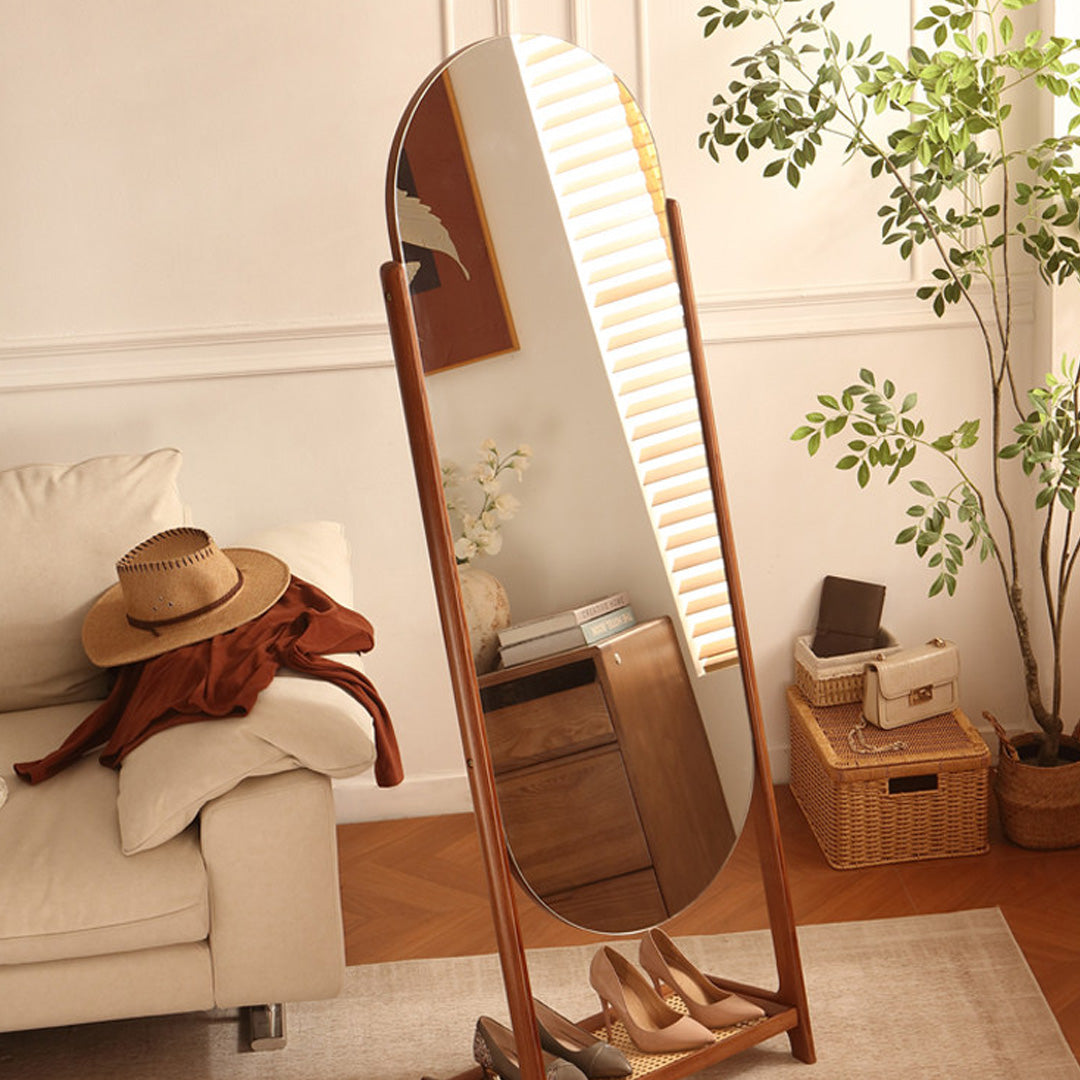 Maribel Walnut Frame Freestanding Mirror