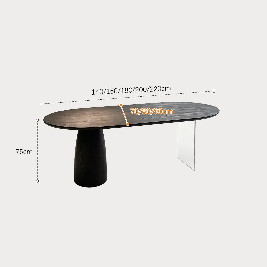 Dallas Black Wood And Glass Oval Dining Table
