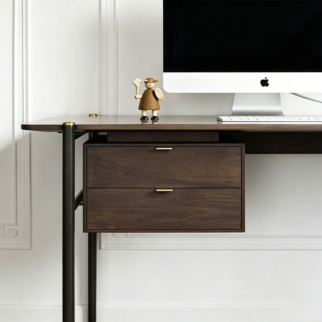 Freddie Walnut And Black Metal Office Desk