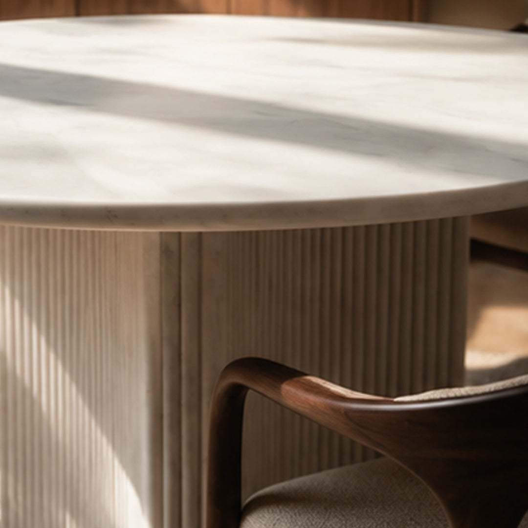 Marcellus White Marble Round Dining Table