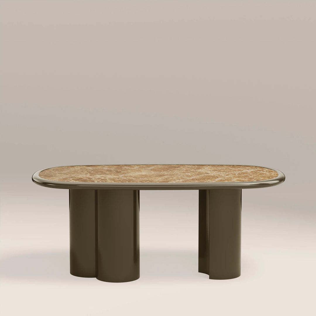 Brune Brown Marble Top Dining Table