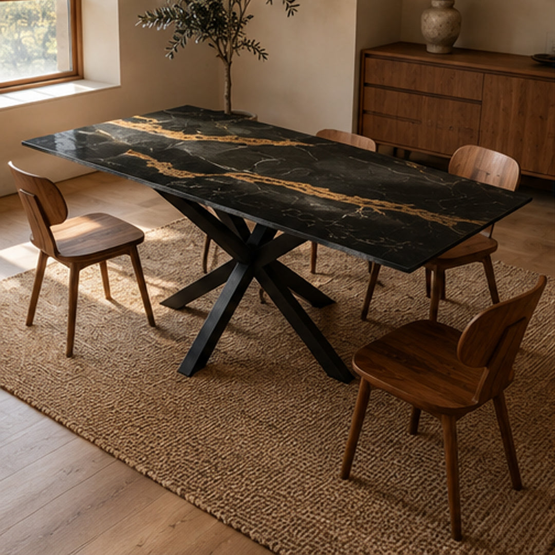 Fulbourn Black Marble-effect Dining Table