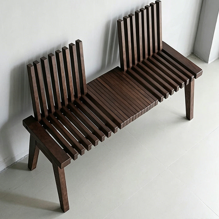 Dorian Dark Wood Slatted Bench