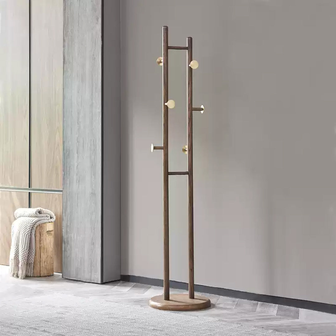 Hawthorne Walnut And Brass Coat Stand