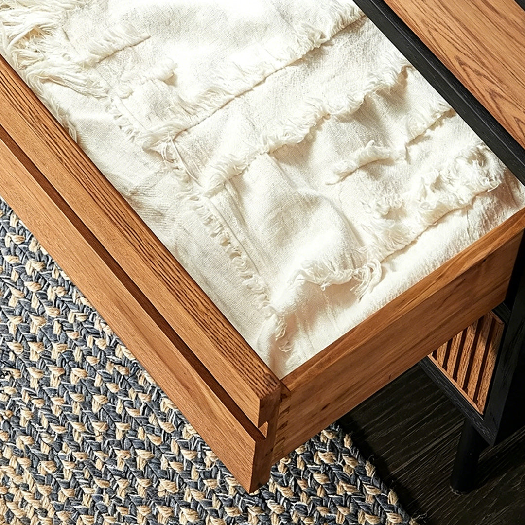 Raymond Black Frame Natural Wood Chest Of Drawers
