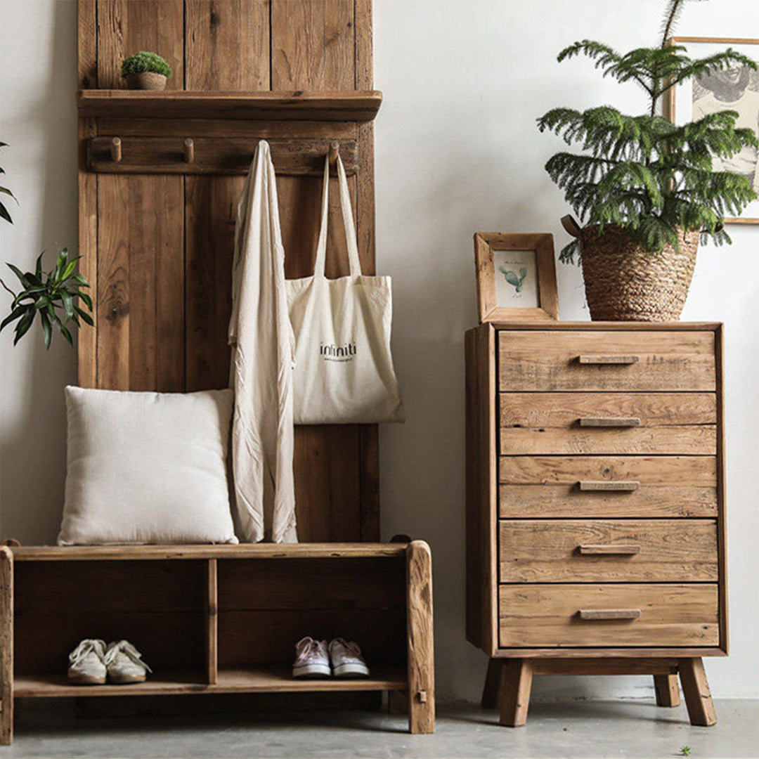 Janus rustic six-drawer cabinet in an entrance setting