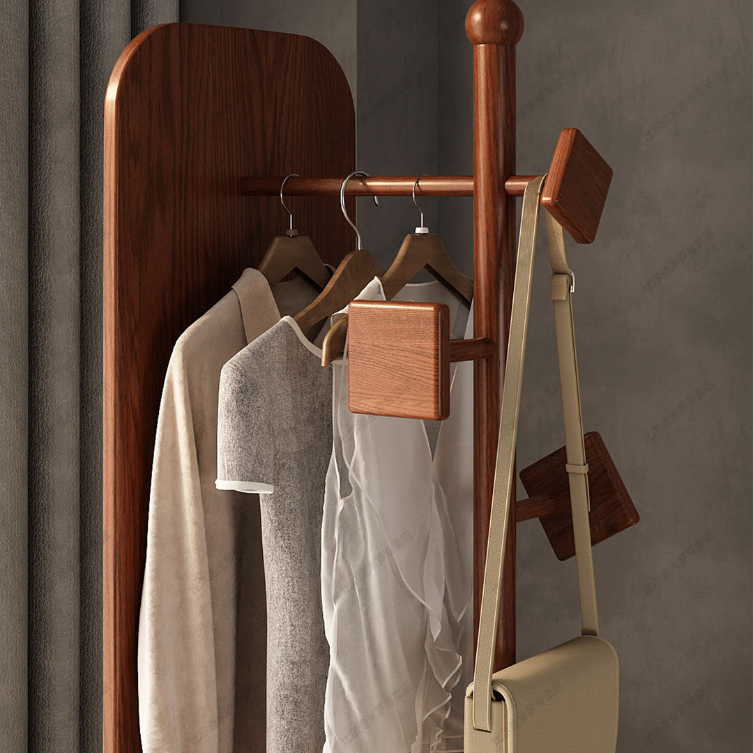 Brentwood Walnut Full-length Storage Mirror Stand