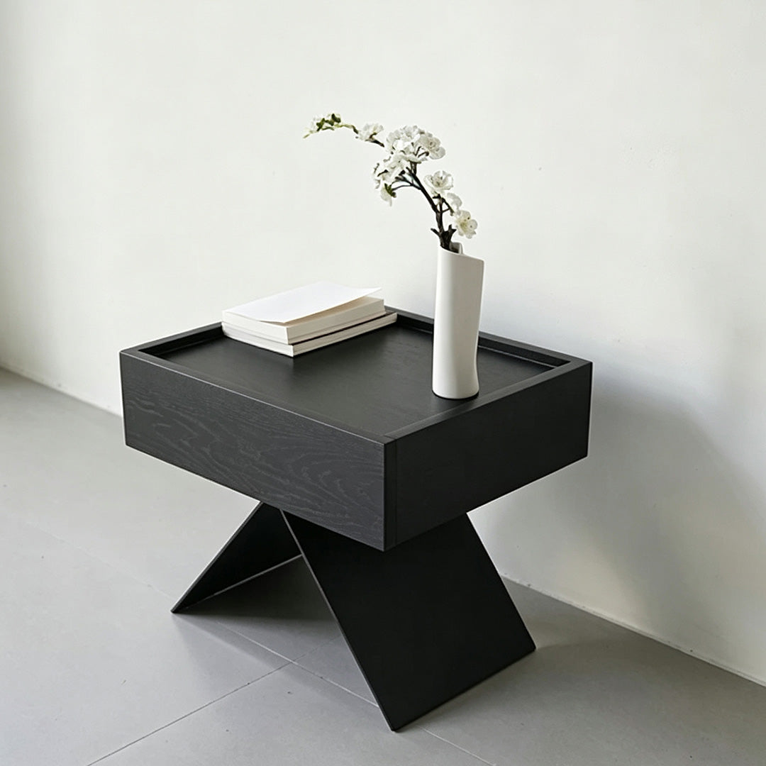 Elliot Black Oak Accent Side Table