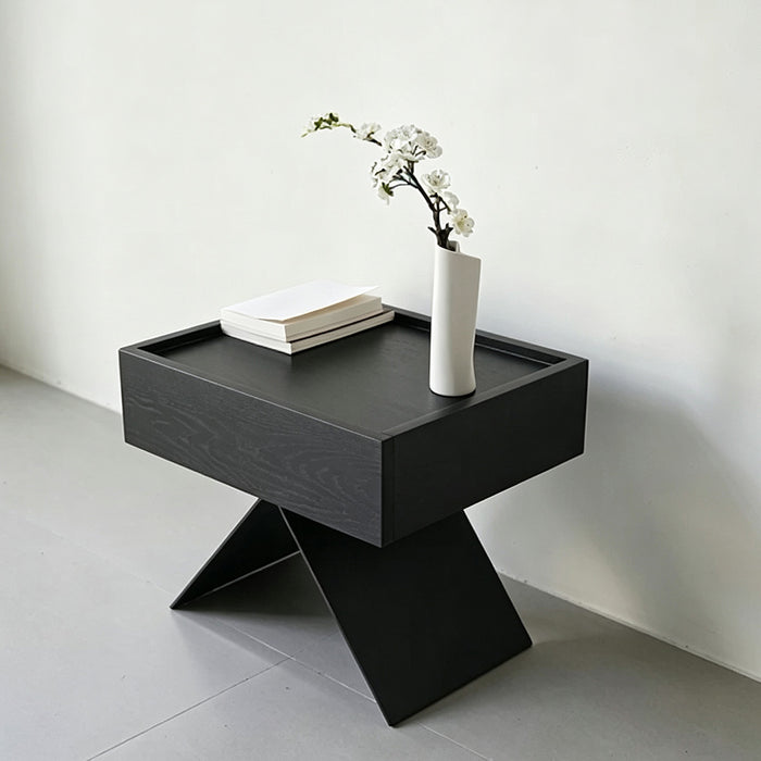 Elliot Black Oak Accent Side Table