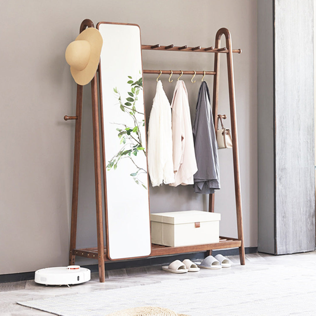 Larkspur Walnut Finish Hallway Mirror Rack