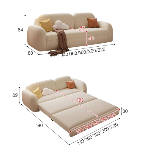 Cream Style Foldable Sofa Bed