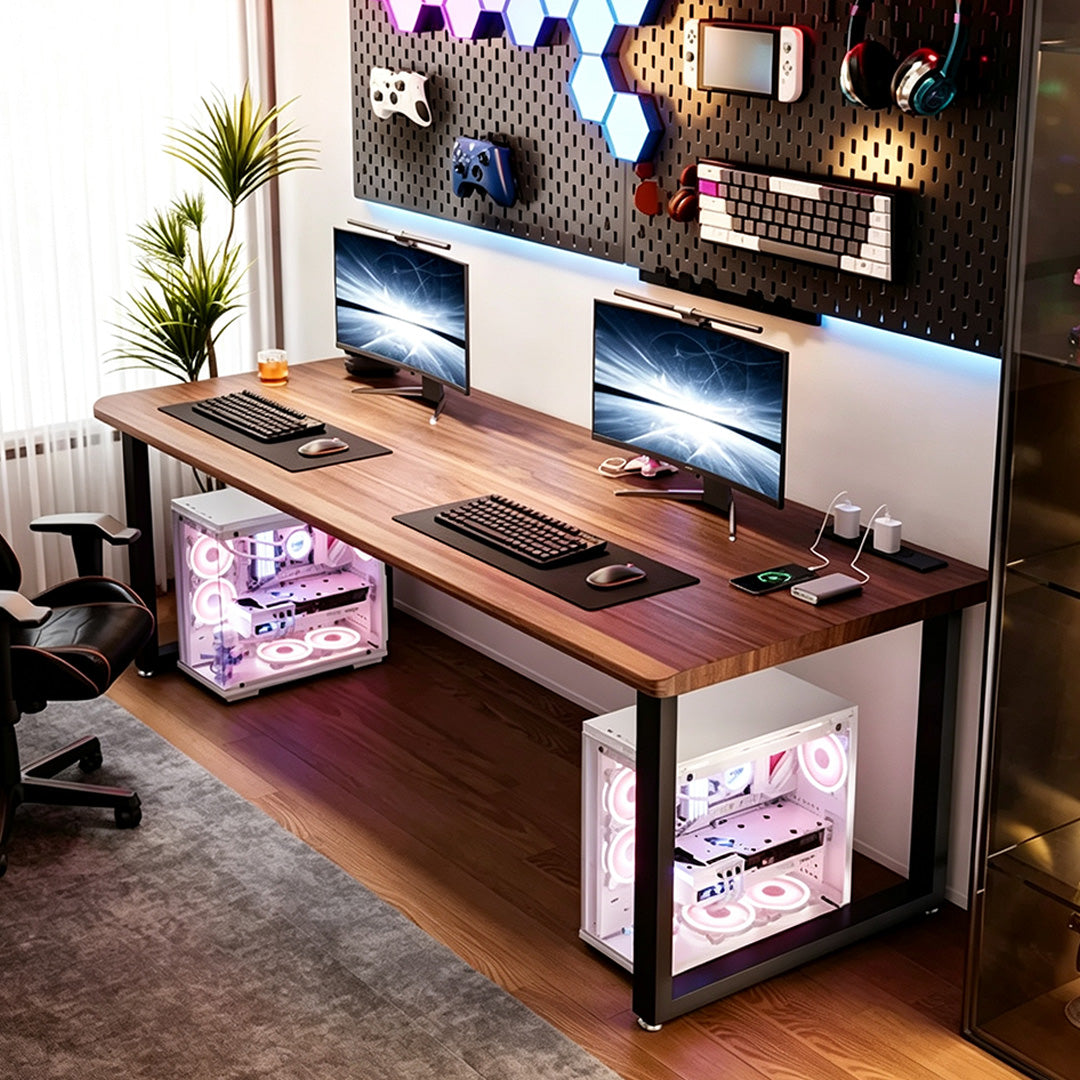 Hayden Walnut Finish Dual Monitor Desk