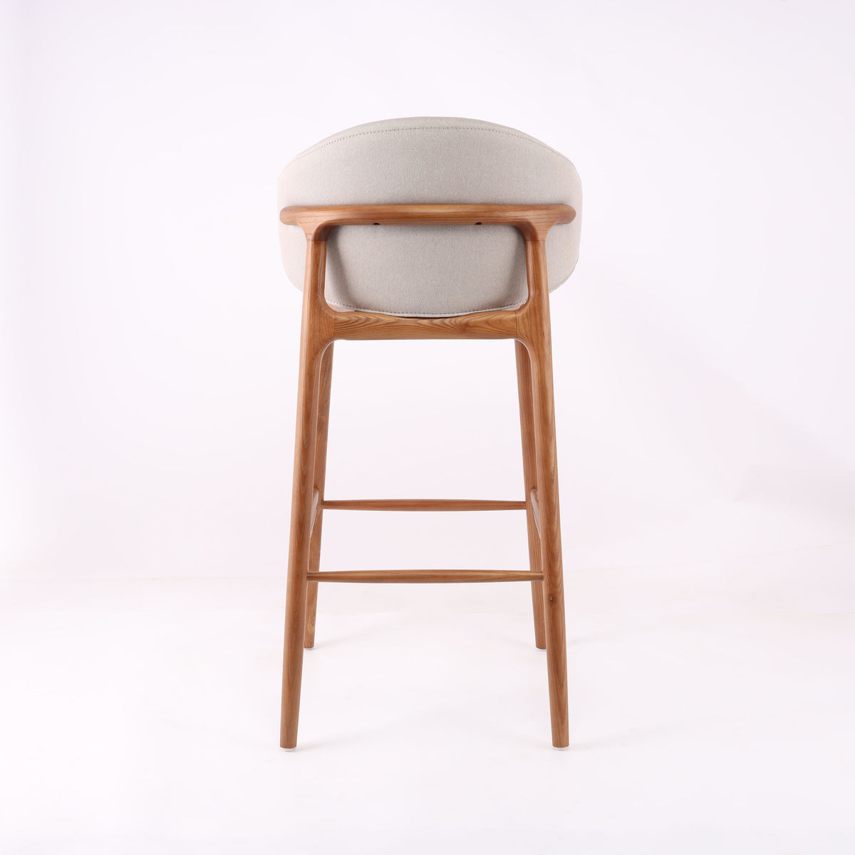 Modern Luxury Furniture Wooden Nordic Bar Stool High Chair Wood Counter Set Wood Fabric Kitchen Restaurant Cafe