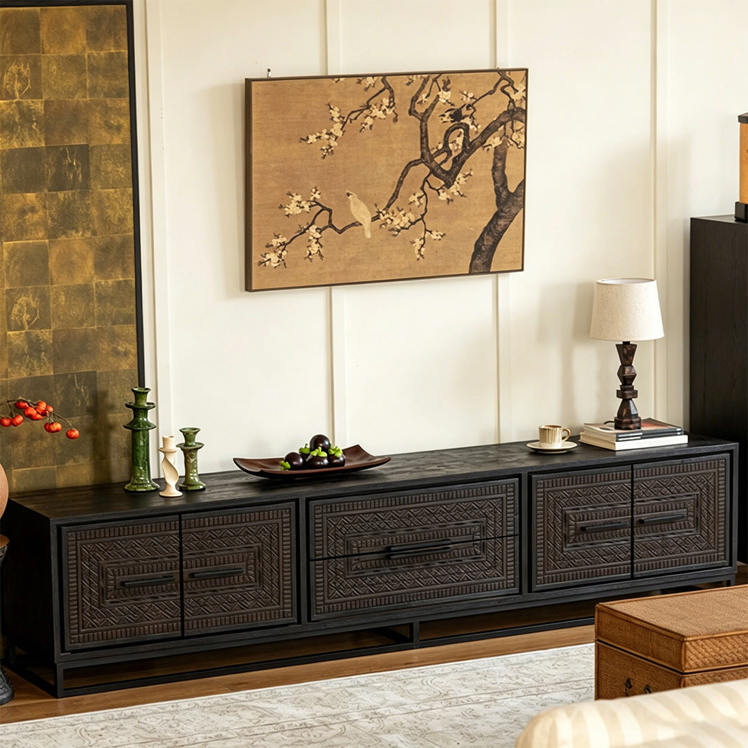 Laurel Black Carved Sideboard