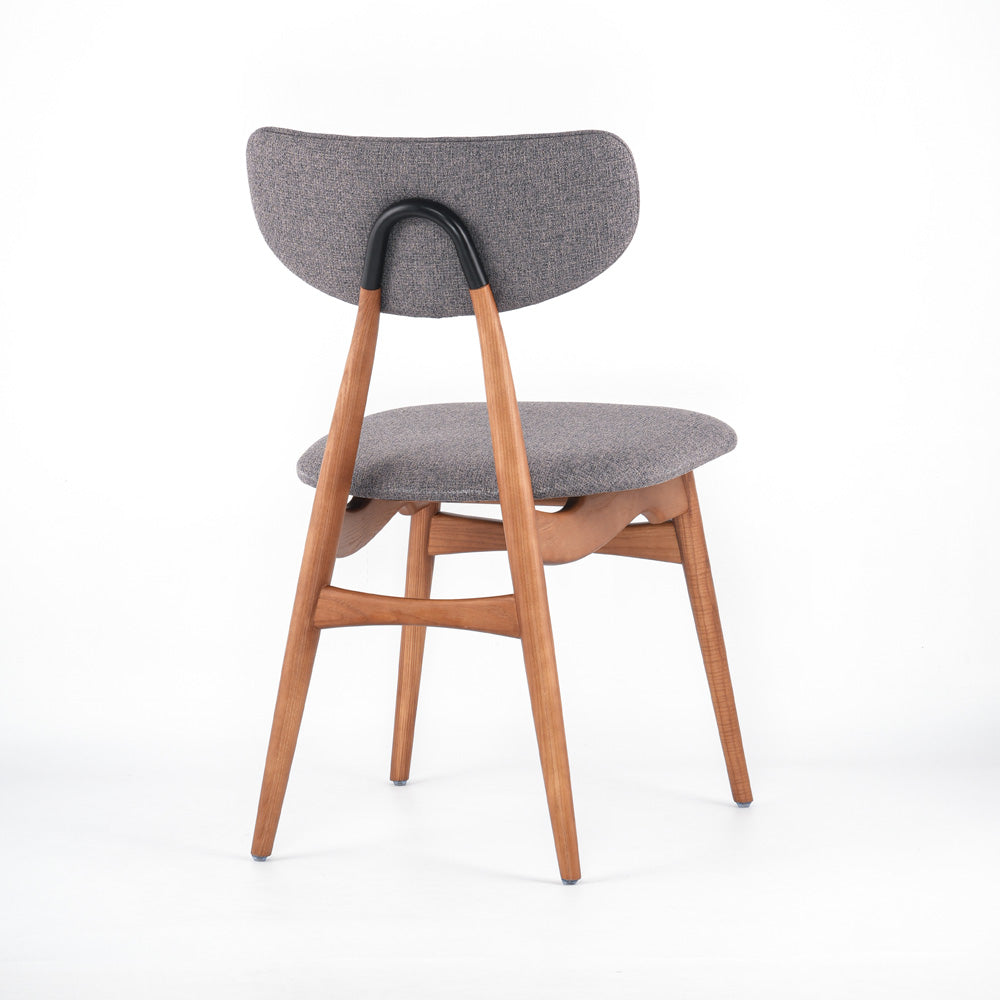 Arden Grey Fabric And Natural Wood Dining Chair
