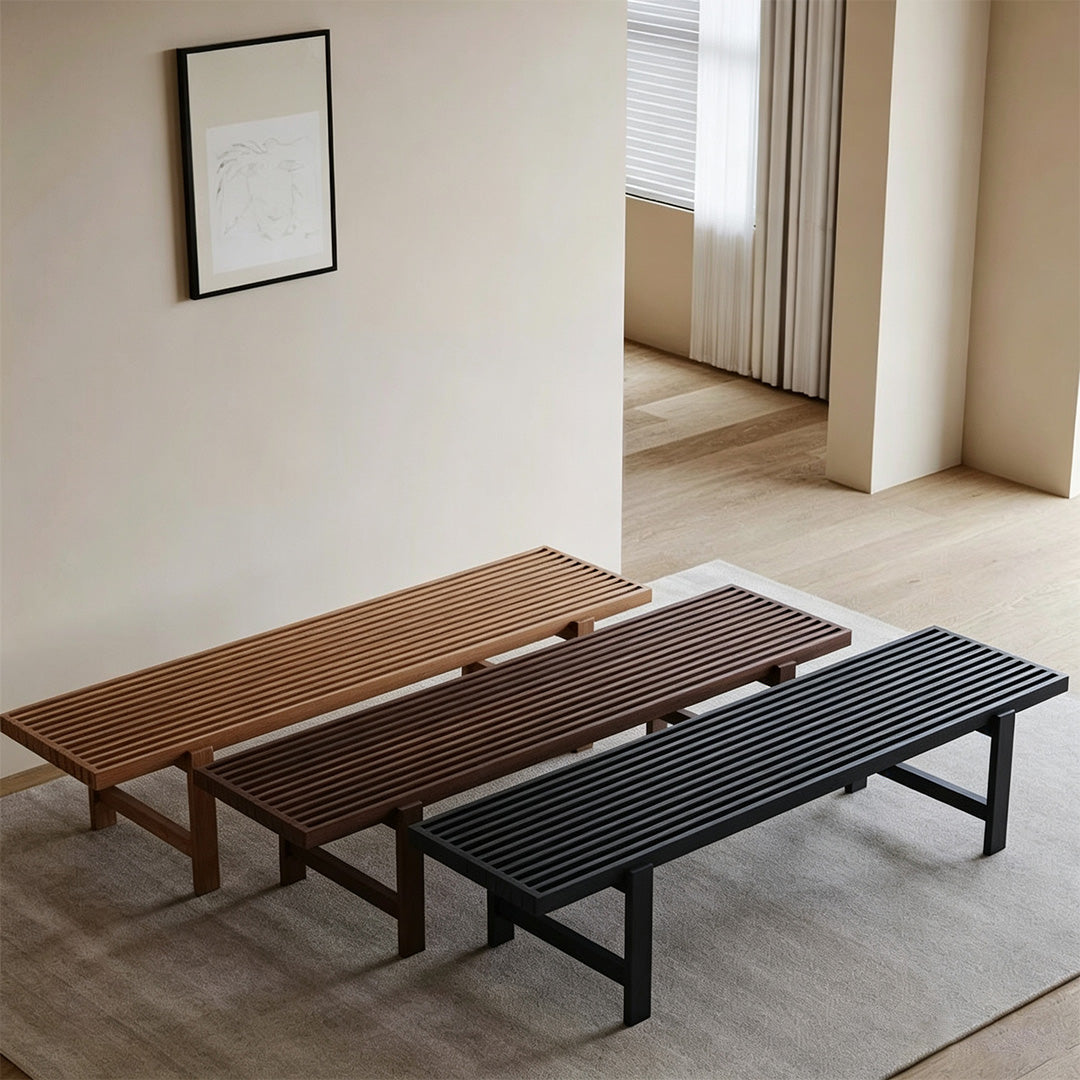 Jericho Ebony Wood Slatted Bench