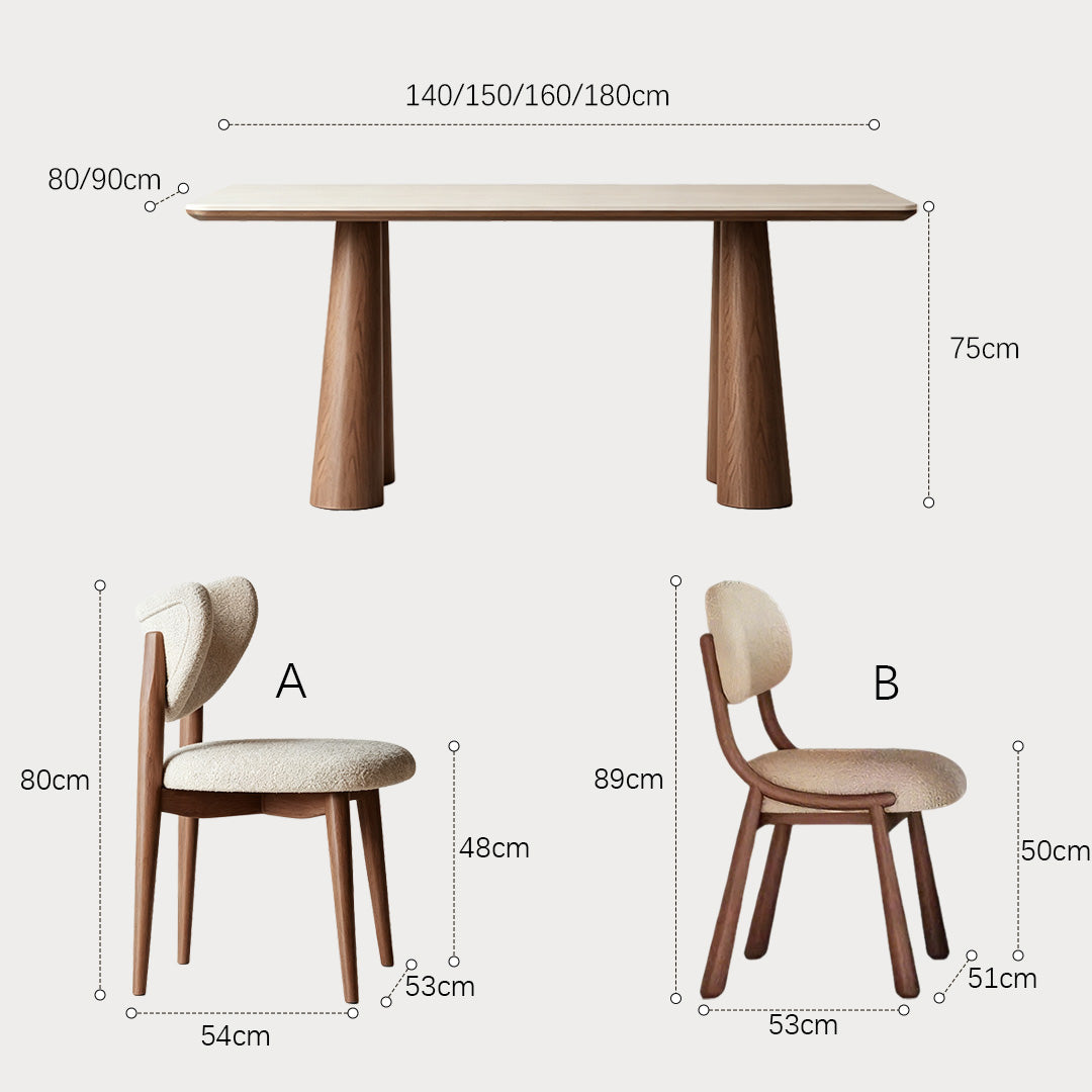 Kael Oak And Ivory Minimalist Dining Table