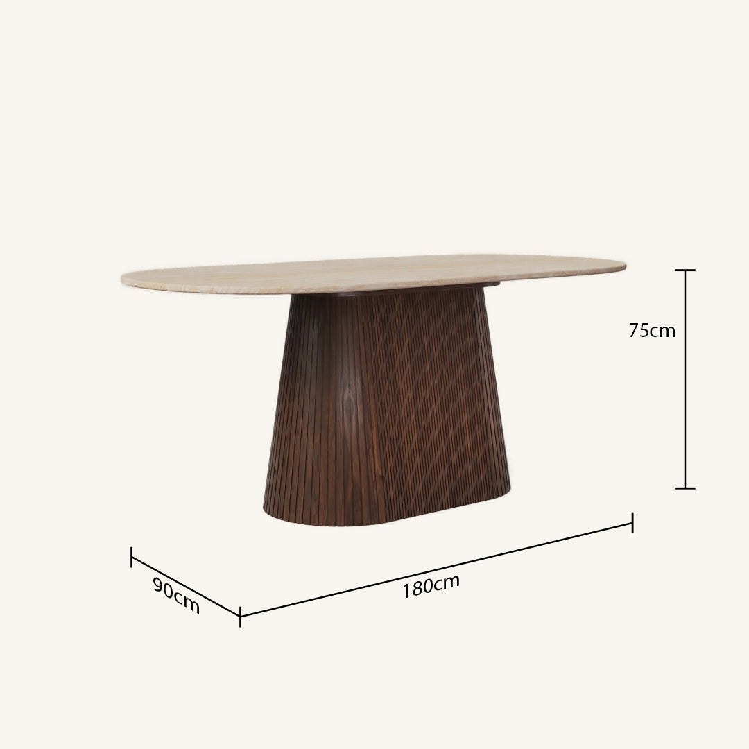 Larkspur Cream Marble Oval Dining Table