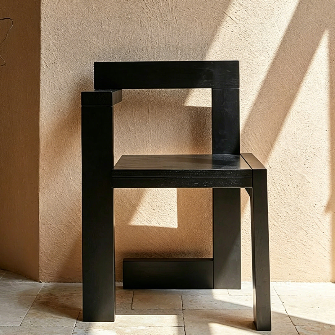 Brock Black Oak Geometric Armchair