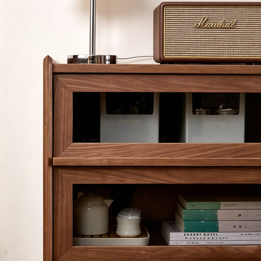 Hugo Walnut Glass-front Side Cabinet