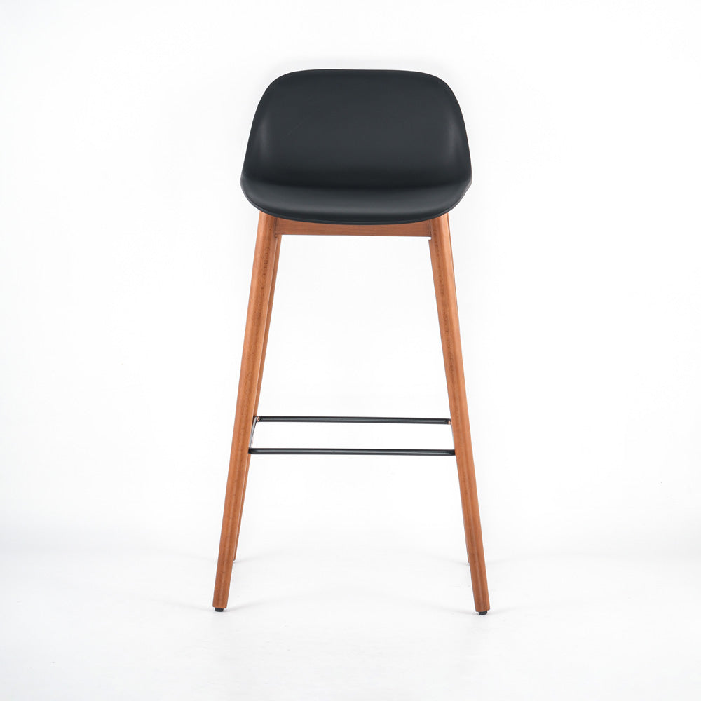 Laurel Black Molded Seat Bar Stool With Wood Legs