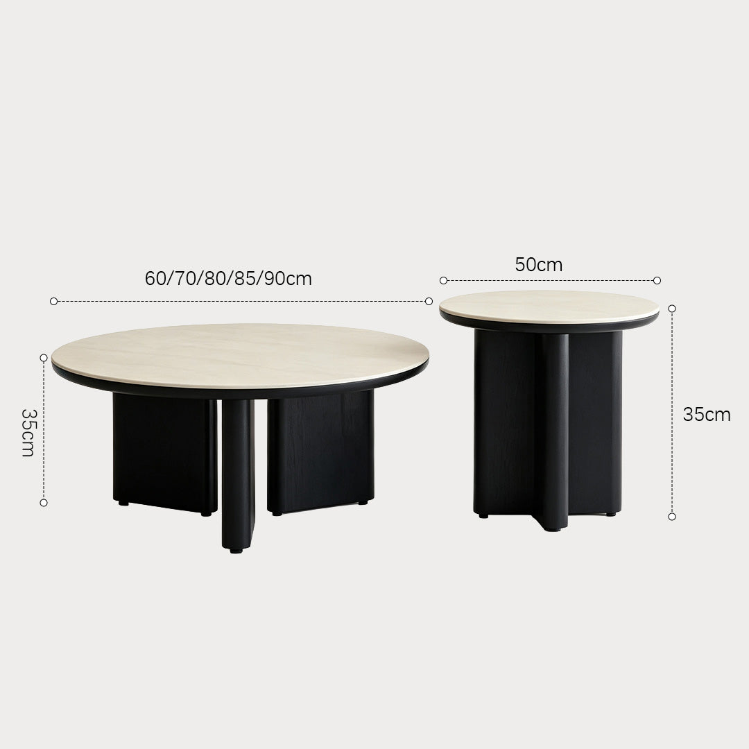 Eamon Beige Top Round Coffee Table Set